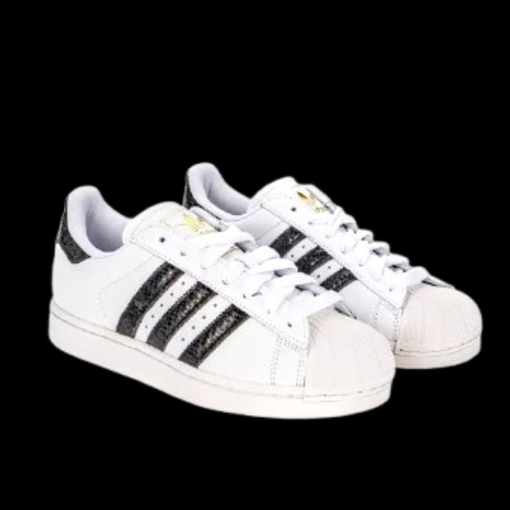Adidas Originals Superstar 2 Snakeskin Stripes Womens Size 9.5 White Black